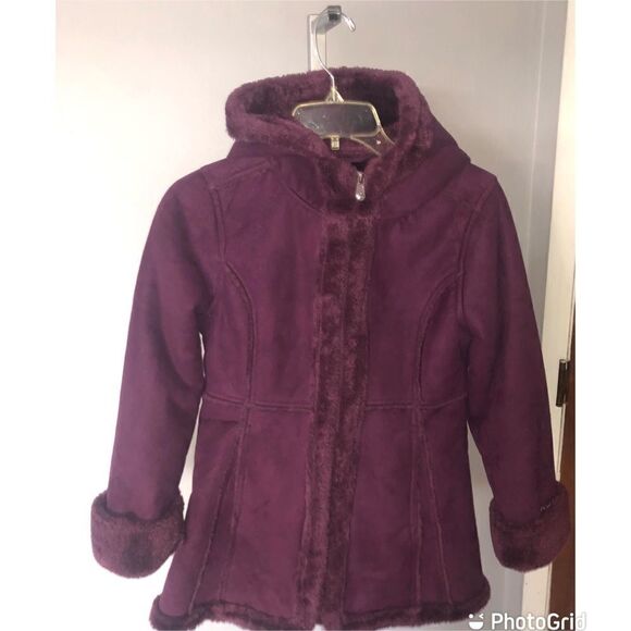 Hemisphere Faux Suede  Purple Girl’s Coat 14 - Picture 1 of 9